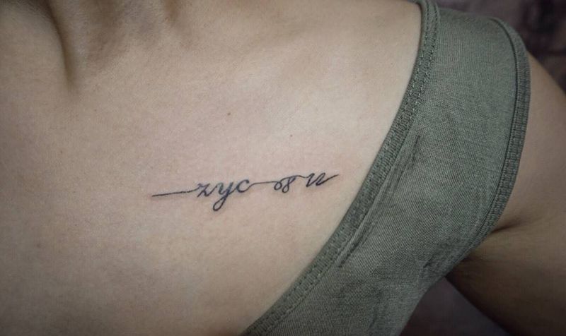 名字缩写   化学式纹身图片_手部胸部清新纹身图案