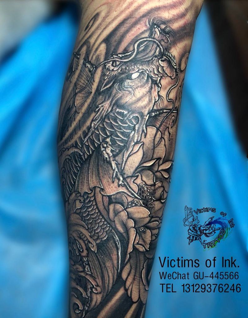 龙鱼纹身图片