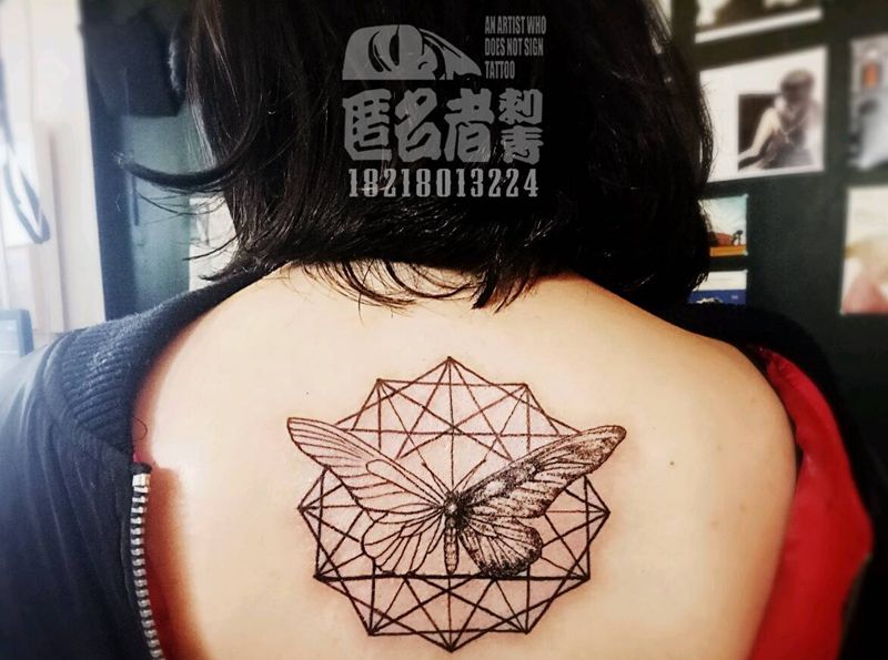 情侣 tattoo纹身图片_背部清新几何动物鬼神宗教情侣原创广州成品纹身图案