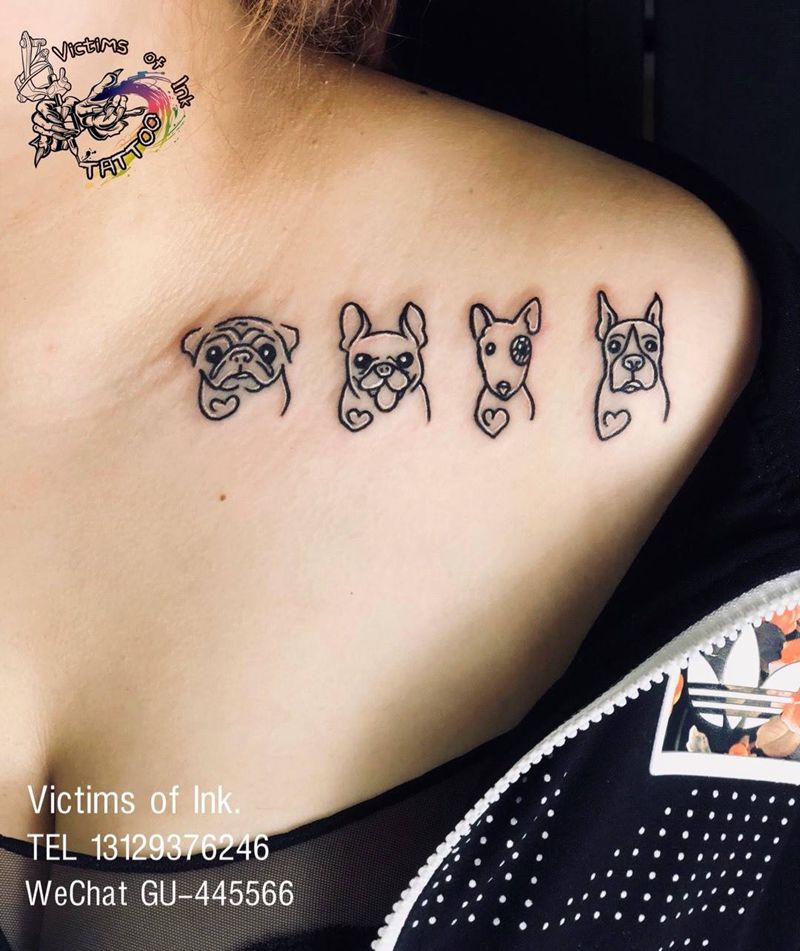 狗头纹身图片_成品清新原创动物纹身图案