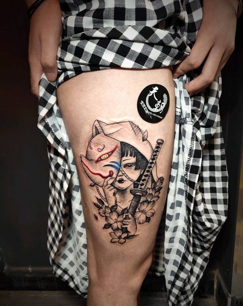 大腿纹身纹身图片_腿部纹身图案