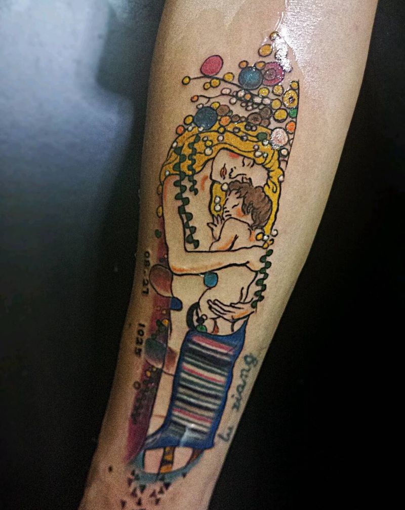 爱家爸爸纹身图片_手臂欧美肖像清新人物原创广州成品纹身图案