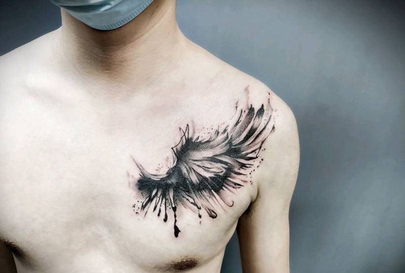 遮盖纹身图片_水墨纹身图案