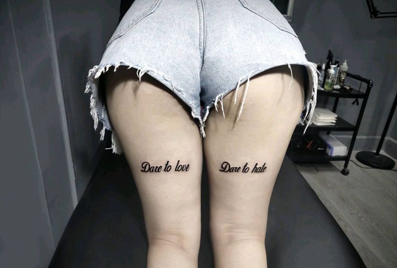 英文字体纹身图片_腿部纹身图案