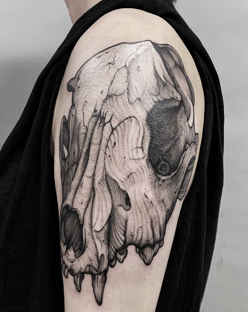 扫点  骨头纹身图片_手臂骨头纹身图案