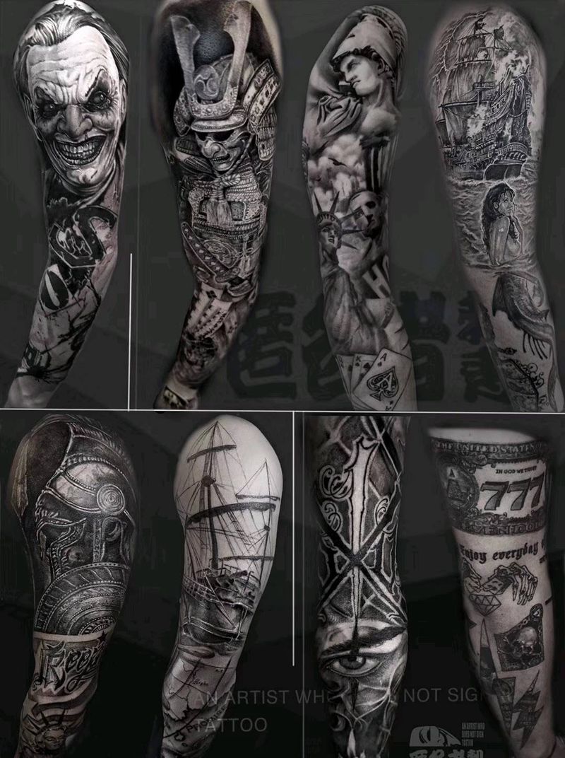 各种题材的包臂设计纹身图片_手臂纹身图案