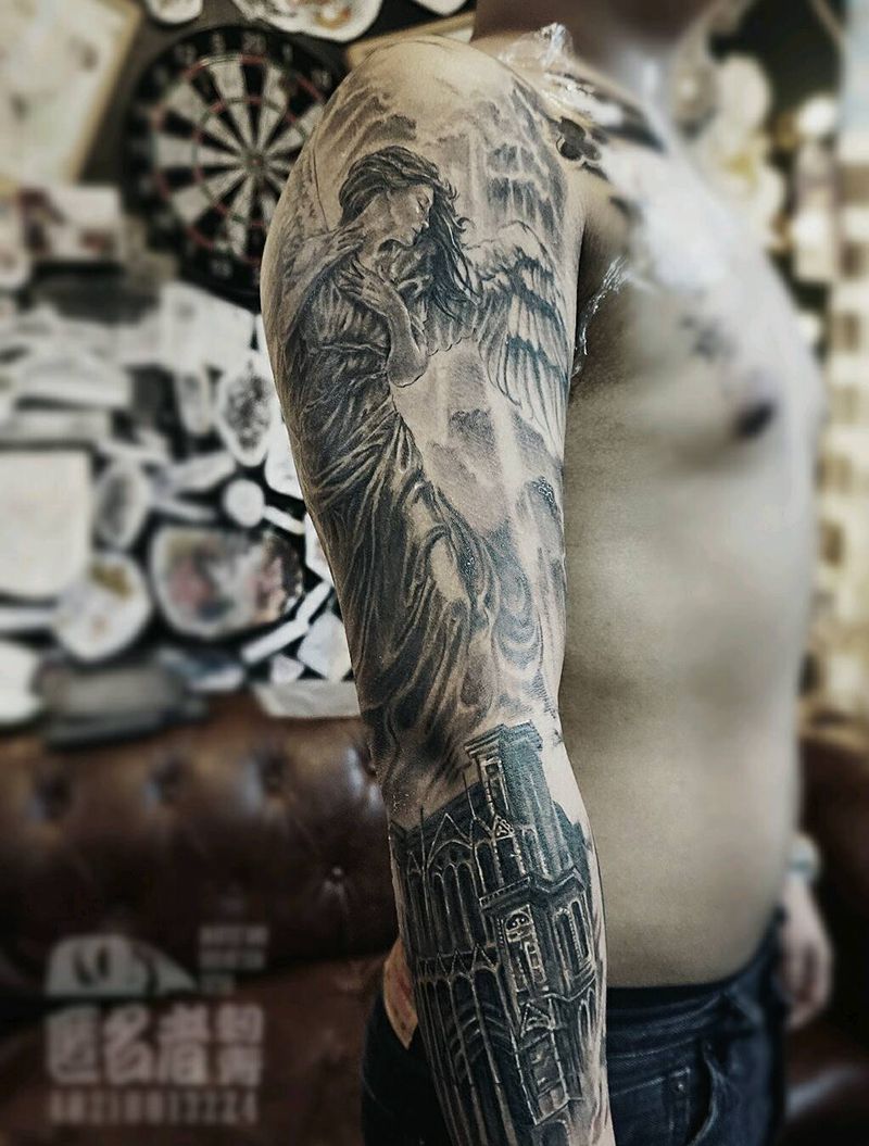 双臂   恢复后纹身图片_手臂欧美写实人物鬼神宗教原创广州成品纹身图案