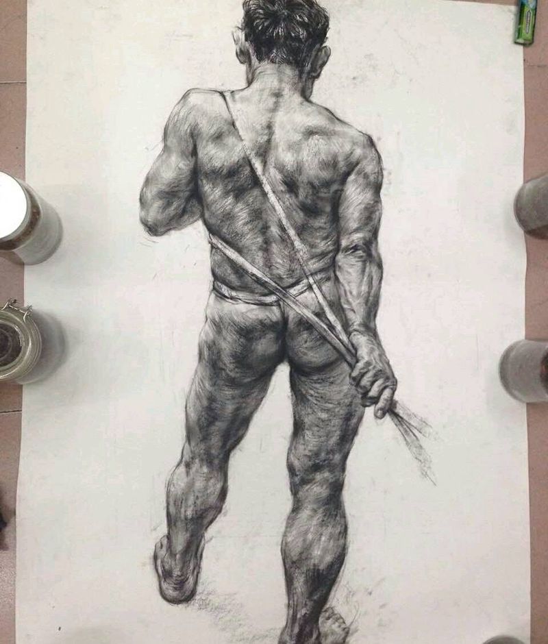 素描人体写生纹身图片_广州成品纹身图案