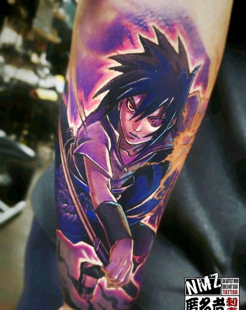 佐助纹身图片_手部欧美写实火影佐助纹身图案
