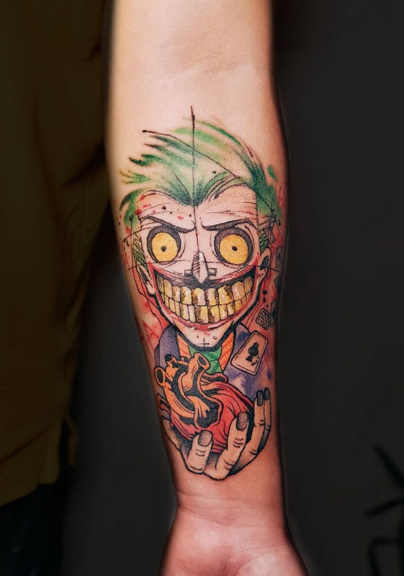Joker的心❤️纹身图片_手臂New School水彩Joker水彩New school纹身图案
