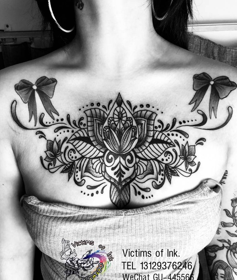 梵花纹身图片_成品胸部欧美几何原创纹身图案