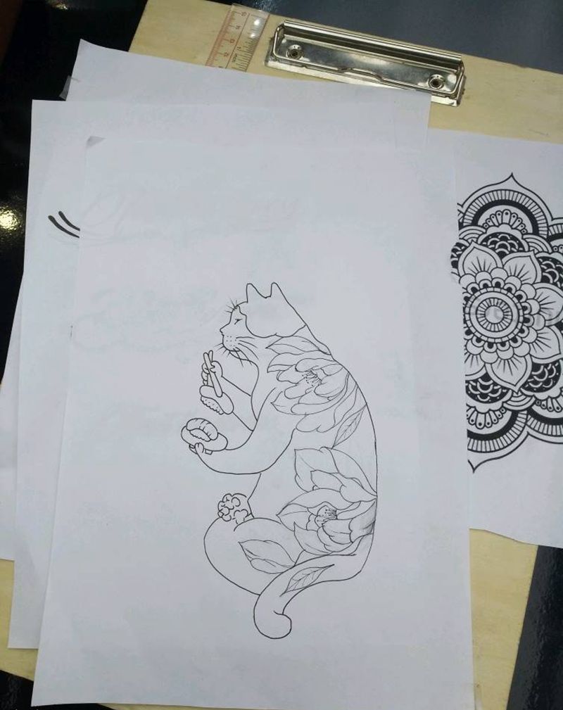 刺青猫纹身图片