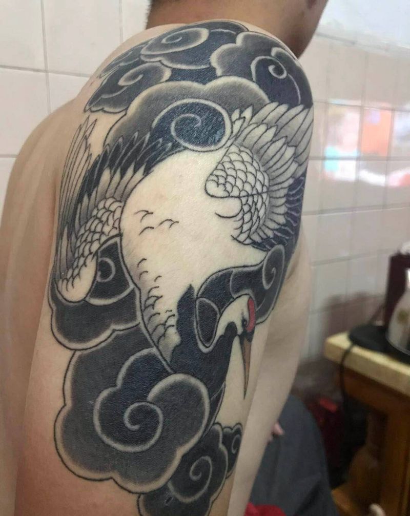 云。鹤纹身图片