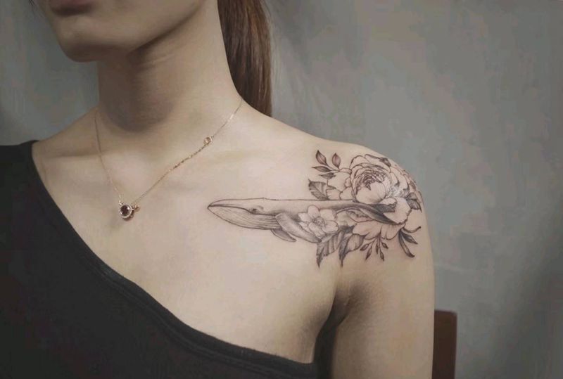 鲸花纹身图片