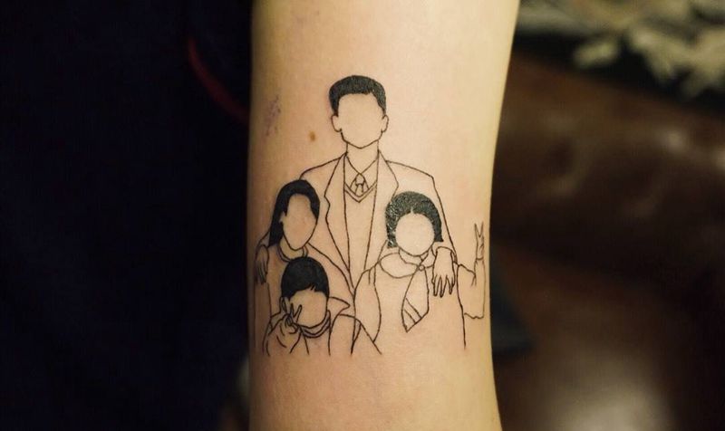全家福  简笔画纹身图片