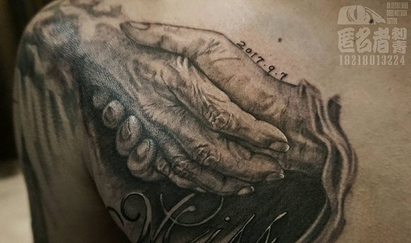 可以不放手纹身图片_胸部欧美传统习俗肖像清新写实人物广州成品纹身图案