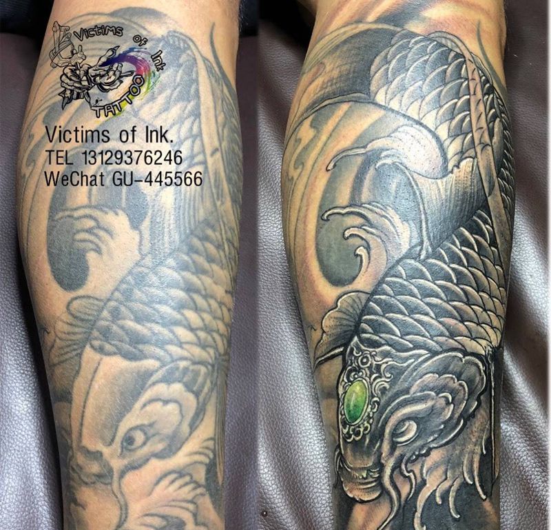 咸鱼修改纹身图片_成品腿部传统原创纹身图案