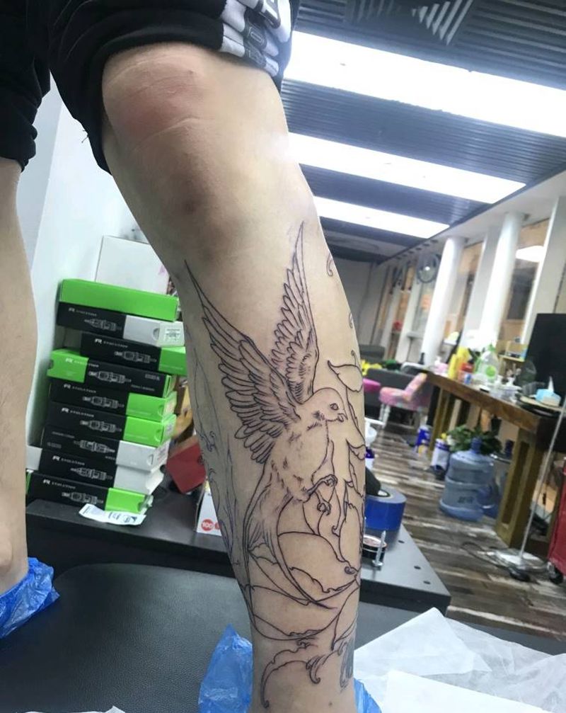 莲花小腿，下次继续纹身图片