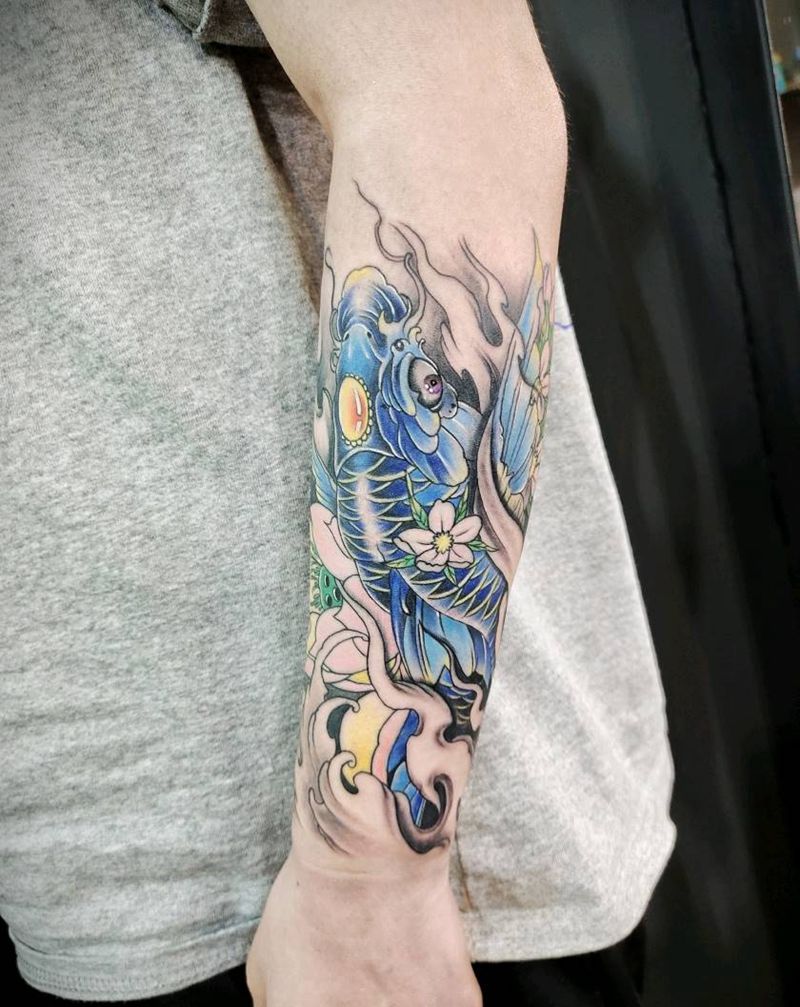 锦鲤纹身图片_手臂纹身图案