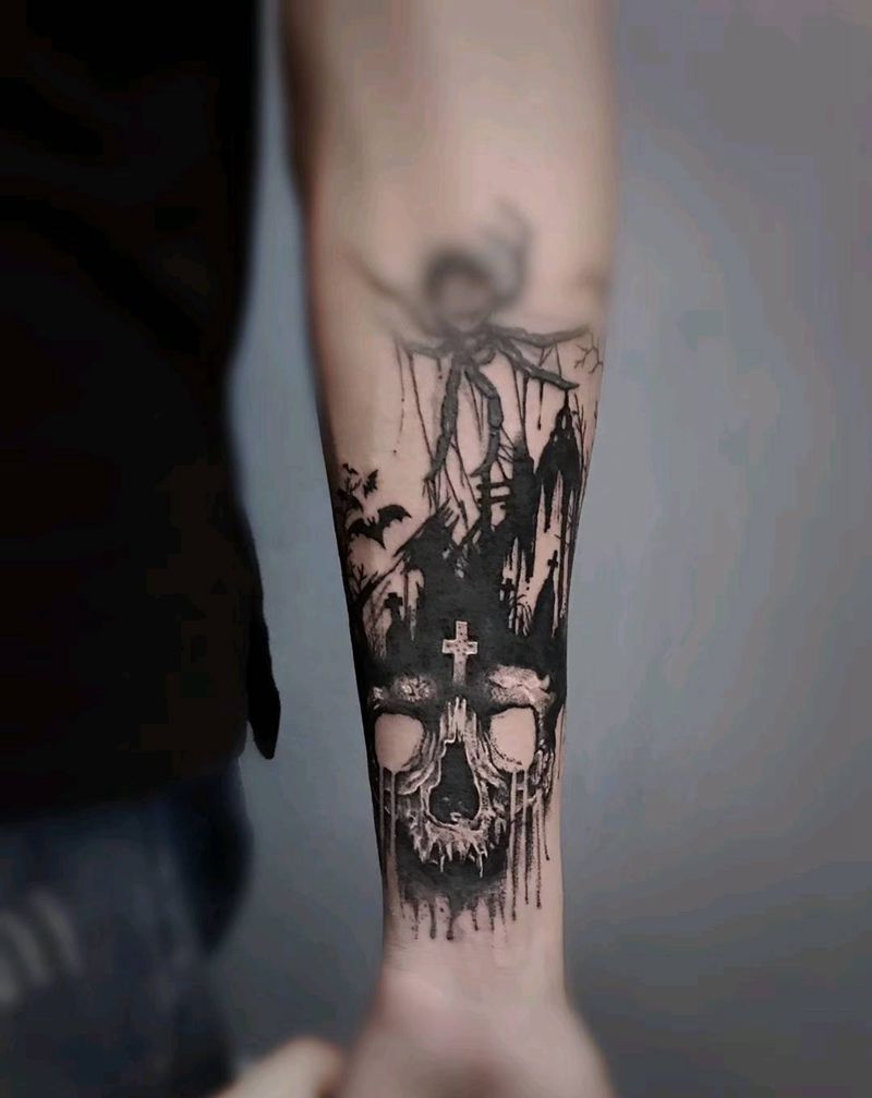 暗黑风纹身图片_手部手臂纹身图案