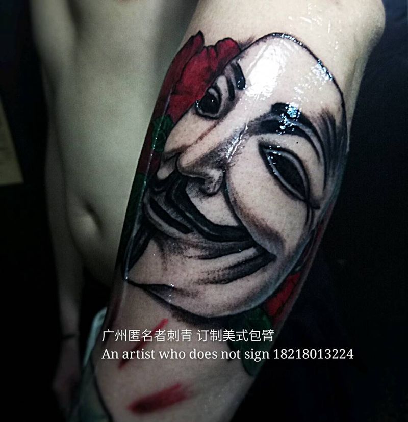 美式包臂纹身图片_手臂欧美传统人物静物广州成品纹身图案