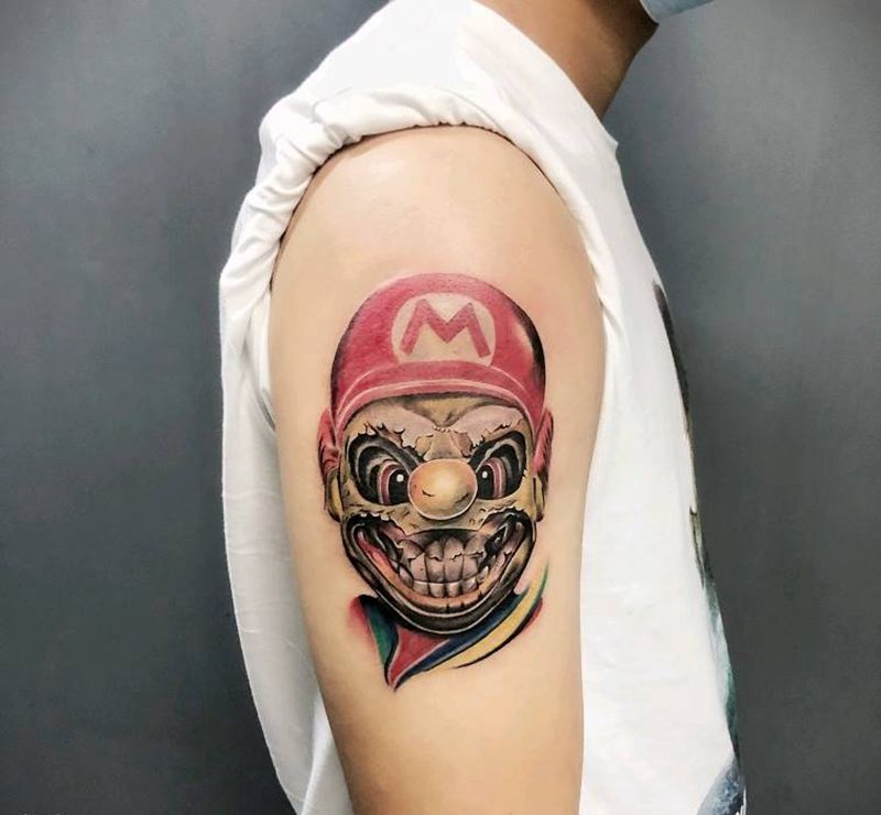 马里奥纹身图片_手臂纹身图案