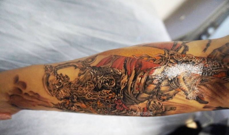 斗战胜佛纹身图片_手臂猴子斗战胜佛大圣纹身图案