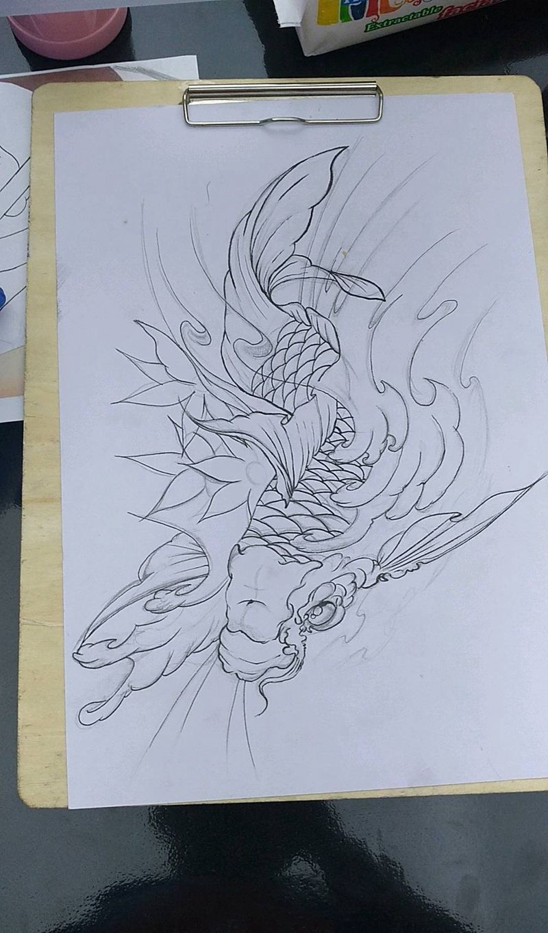 半成品鱼纹身图片