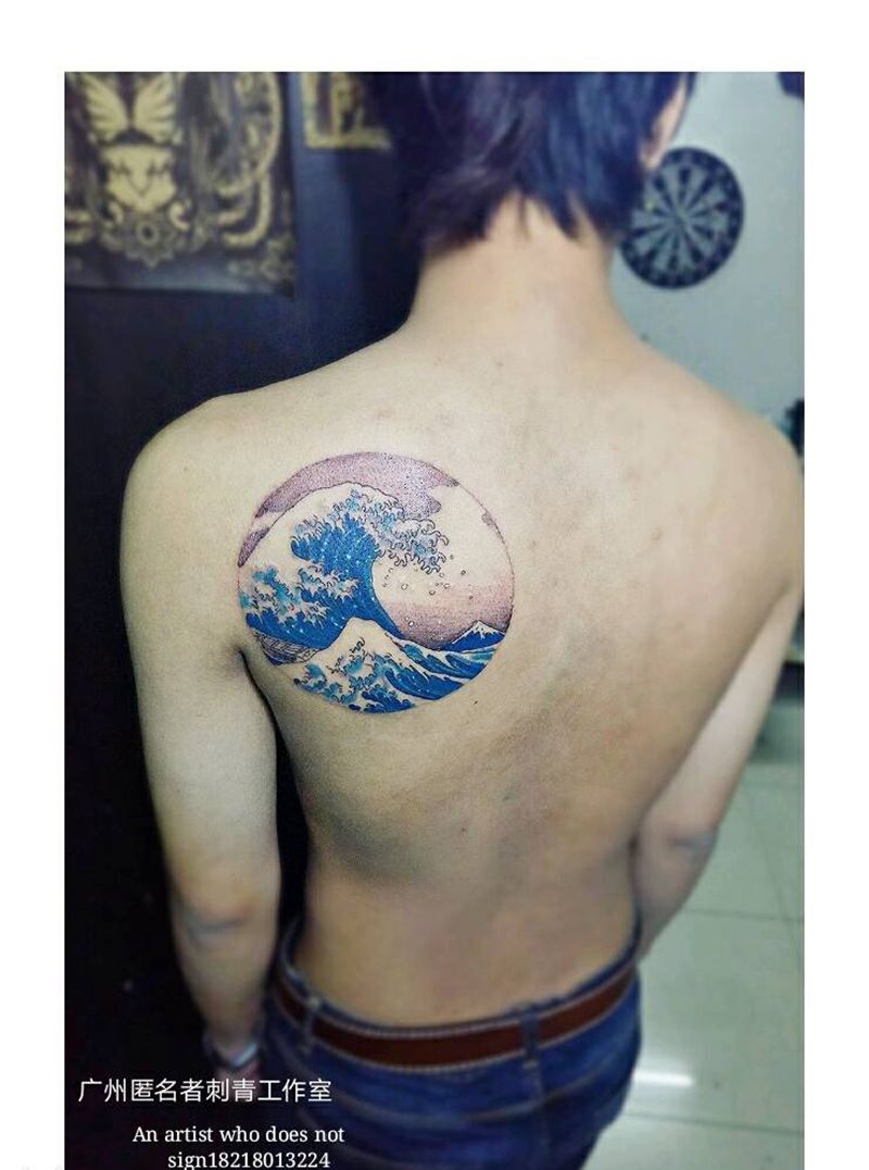 浮世绘纹身图片_背部传统习俗国画原创广州成品纹身图案
