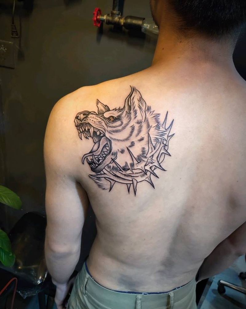 狼头纹身图片_肩部纹身图案