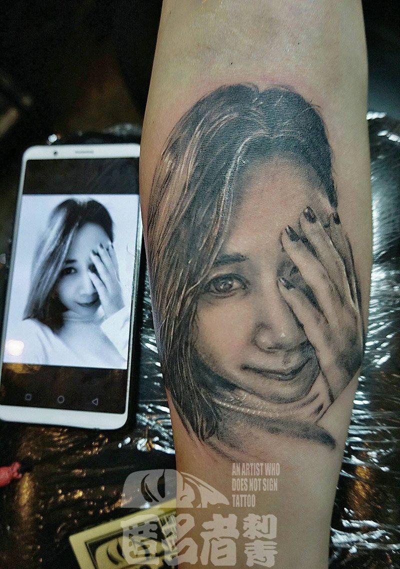 肖像纹身图片_手臂肖像写实人物原创成品纹身图案