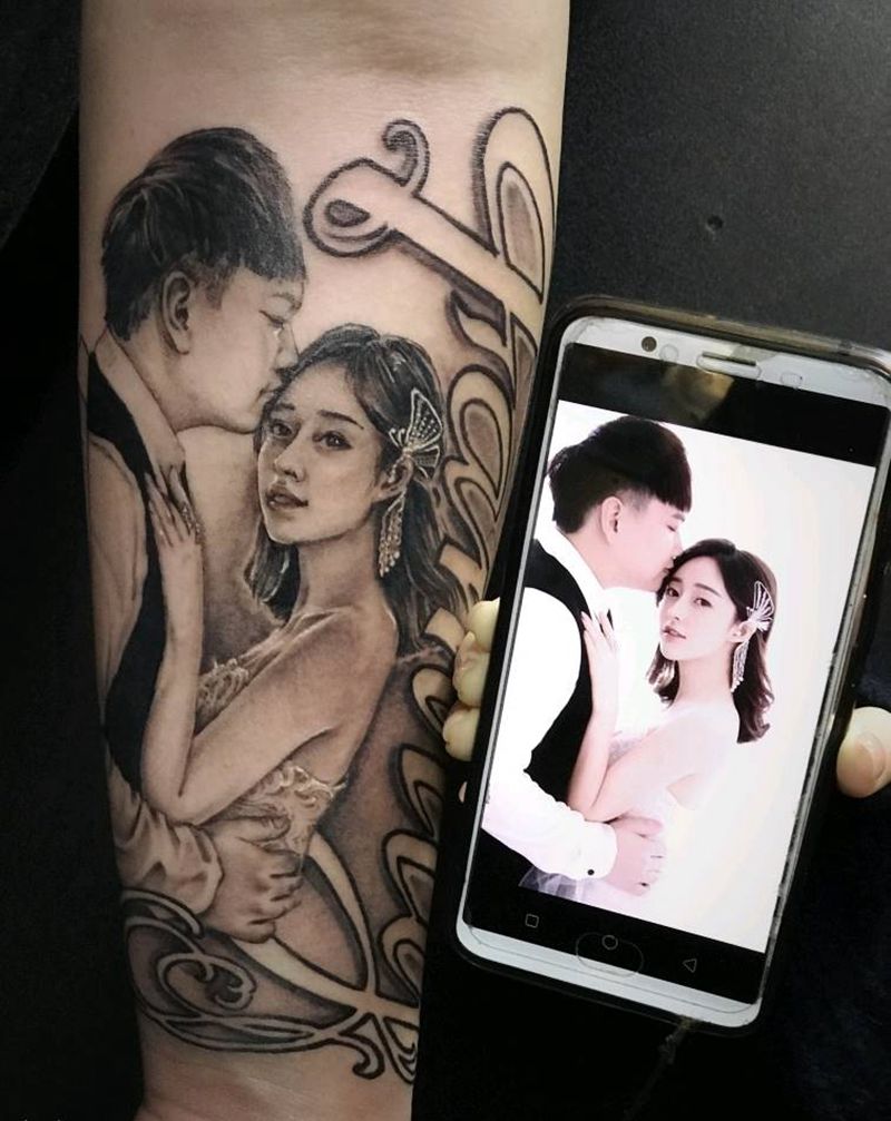 广州匿名者刺青纹身图片_手臂欧美写实写实肖像花臂纹身图案