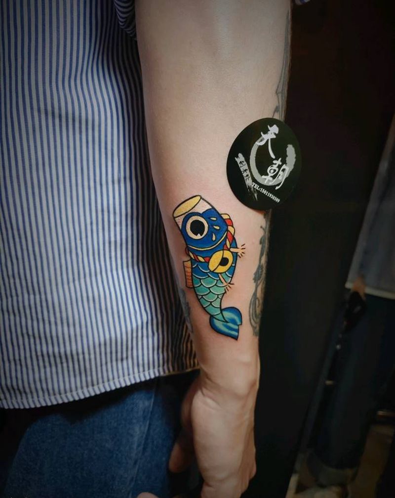 招财小鱼纹身图片_老传统纹身图案