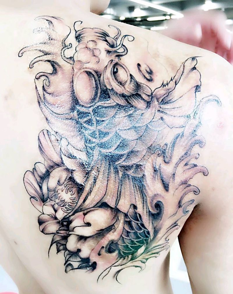 胎记遮盖，特价纹身666纹身图片_背部传统动物成品纹身图案