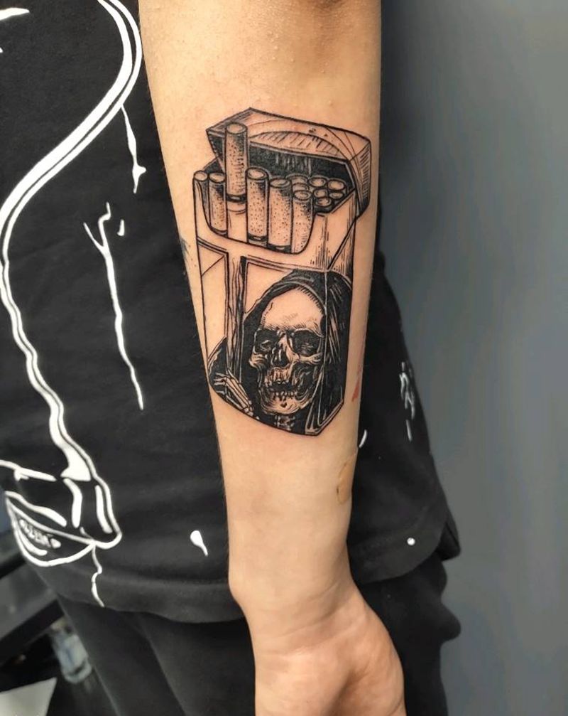 魔鬼牌香烟纹身图片_手部纹身图案