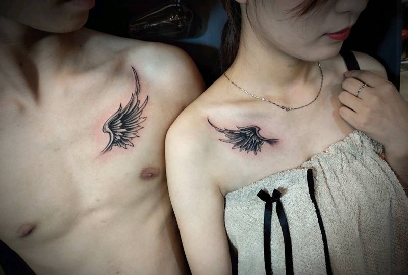 情侣纹身纹身图片_胸部纹身图案