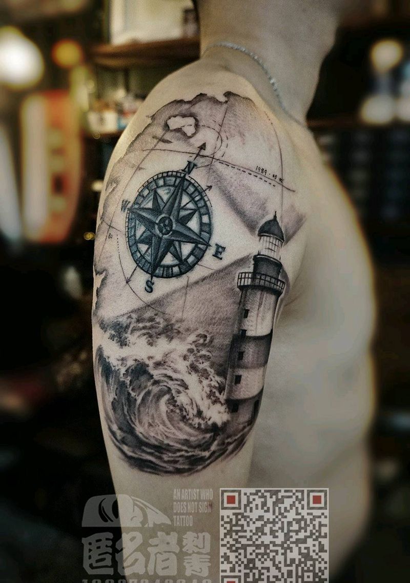 修改作品   浪纹身图片_手臂欧美写实静物图腾原创海岸成品纹身图案