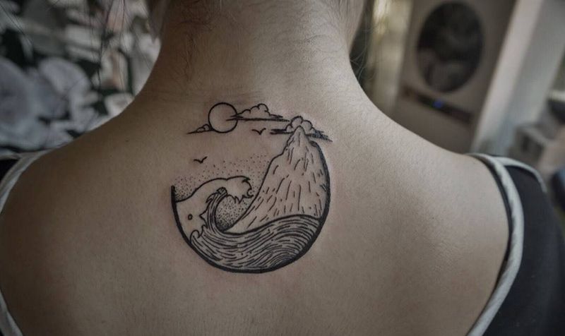 小清新插画纹身图片_背部插画清新纹身图案