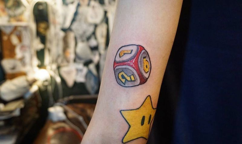 超级玛丽   骰子纹身图片