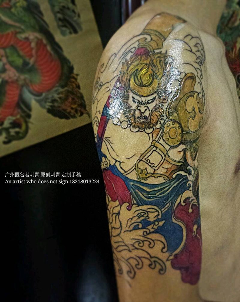 齐天大圣纹身图片_手臂传统习俗国画动物人物鬼神原创成品手稿纹身图案