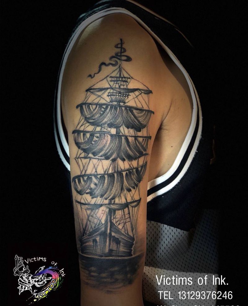 帆船纹身图片