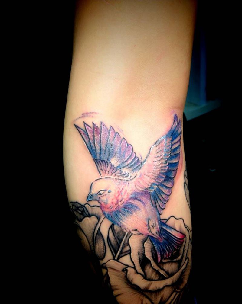 圆七上色。纹身图片