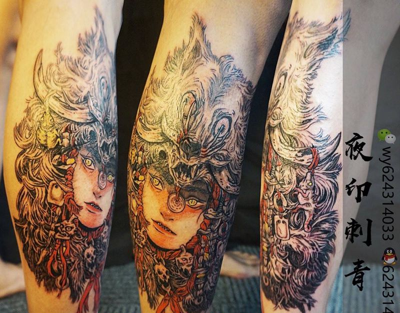 卡通系列纹身图片_腿部卡通系列纹身图案