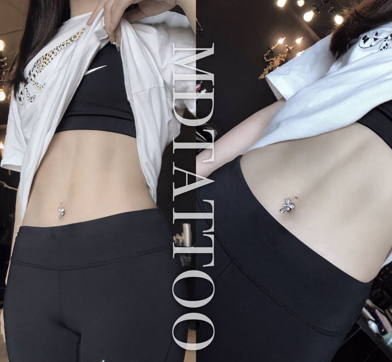 脐钉纹身图片_腹部腰部穿孔纹身图案