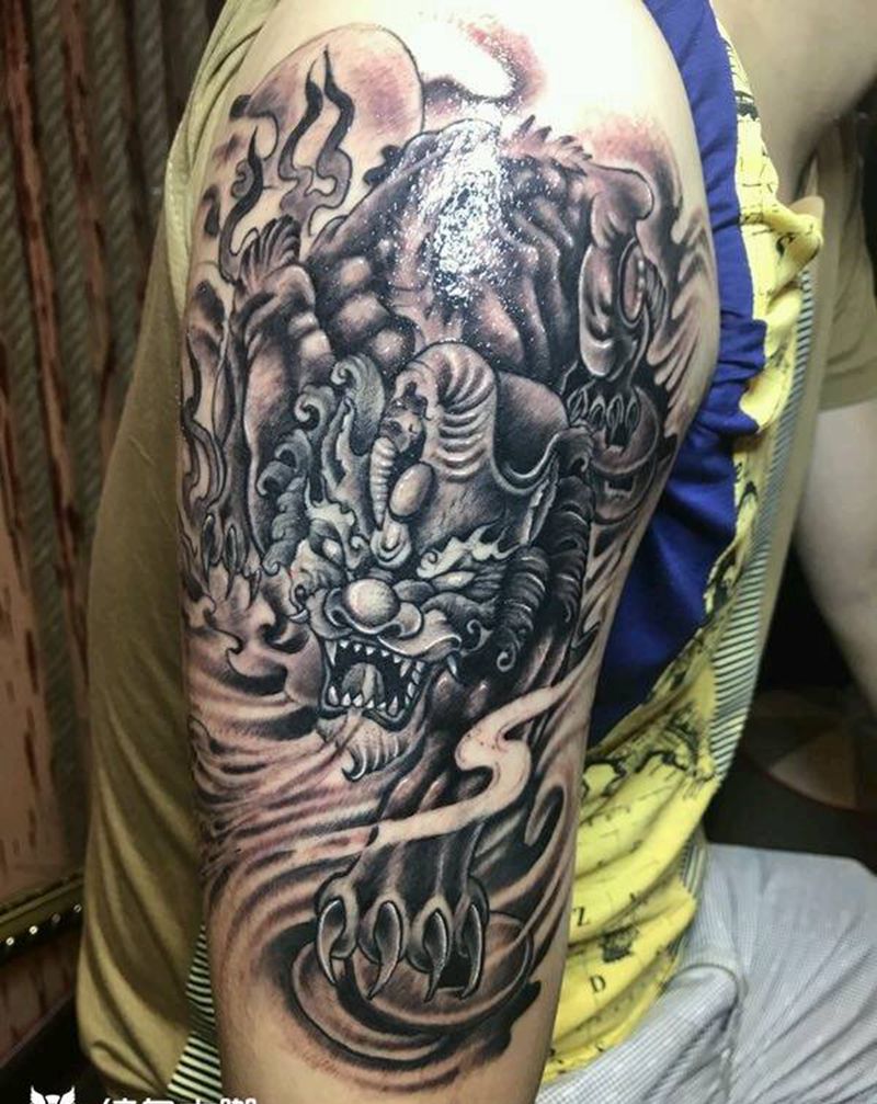 麒麟纹身图片_臀部手臂传统原创成品纹身图案