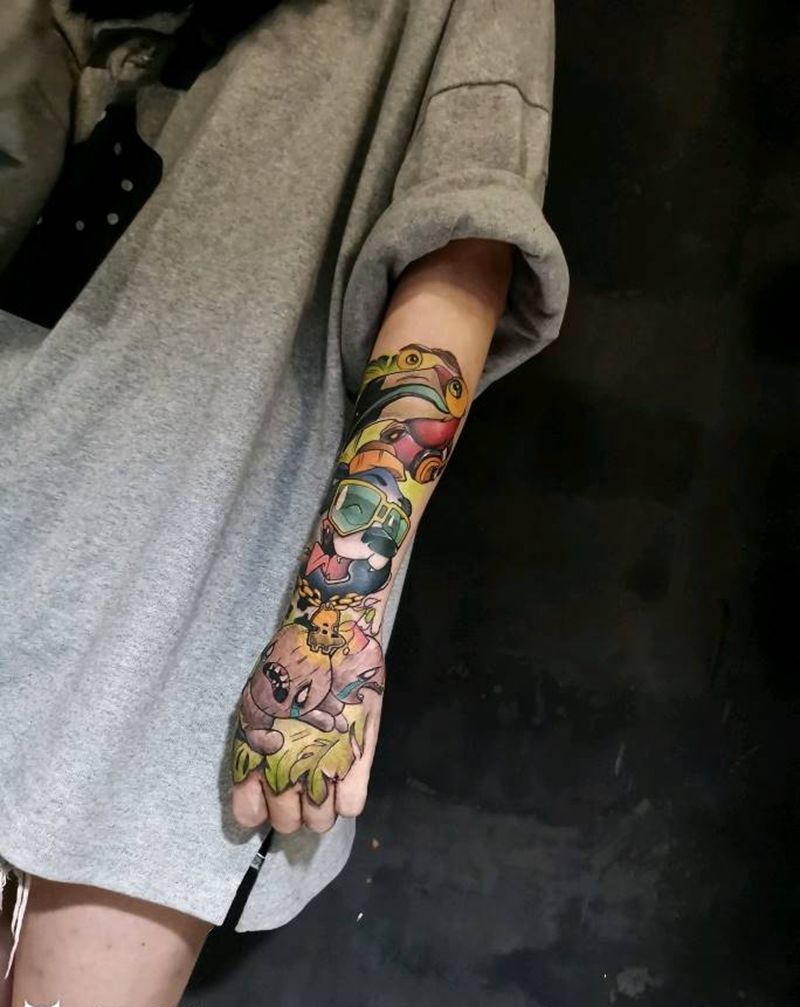 原创半臂到手背 遮盖疤痕纹身图片_手臂手部Old SchoolNew School纹身图案