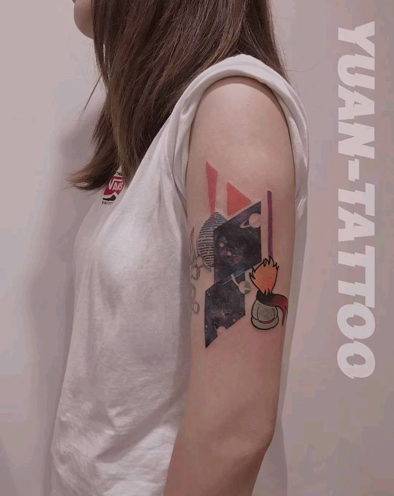 科学家纹身图片_手臂水彩纹身图案