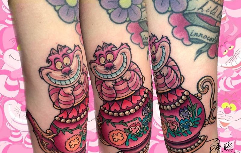 柴郡猫茶壶纹身图片