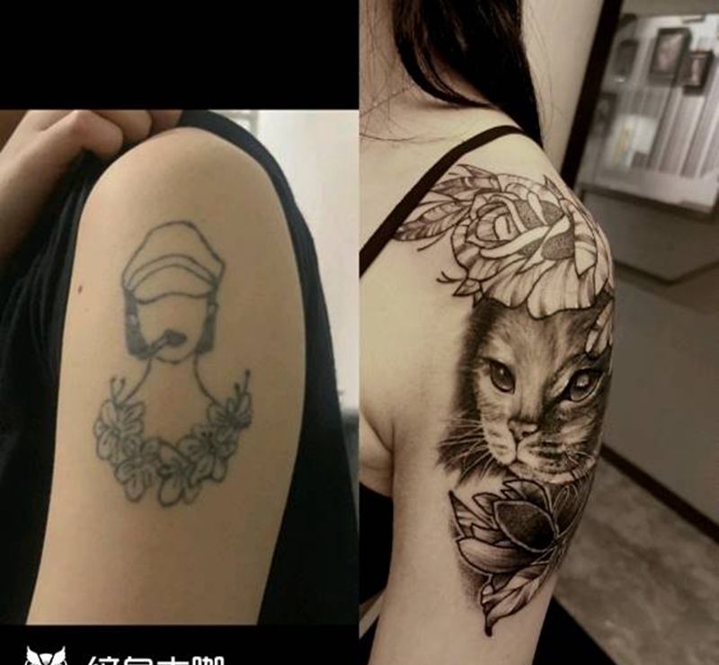 遮盖 修改纹身图片_手臂背部欧美写实图腾遮盖修改覆盖纹身图案