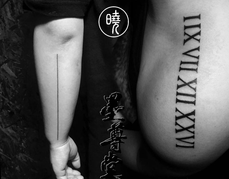 虐心de直线&罗马字纹身图片